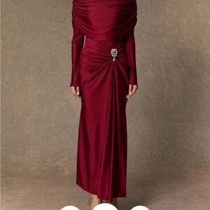 Sophisticated Long Sleeve Burgundy Maxi Dress